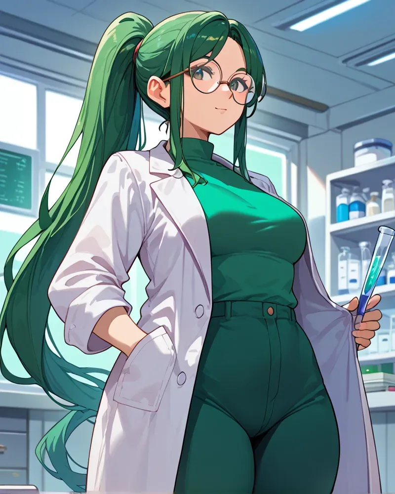 白衣を着た緑髪の女性キャラクター(アニメ)